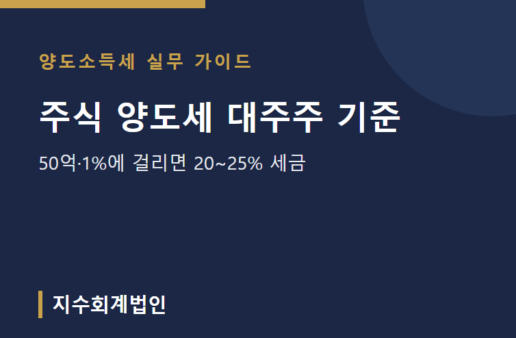 주식 양도세 대주주 기준, 50억·1%에 걸리면 20~25% 세금